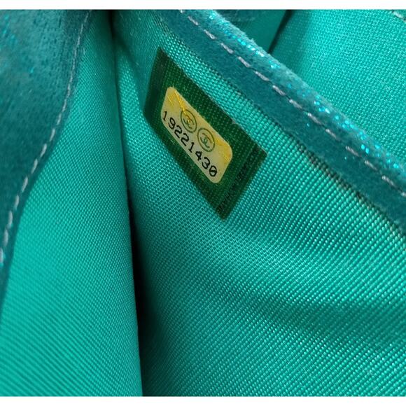 CHANEL METALLIC CALF SKIN BLUE WALLET EUC - Picture 8 of 9